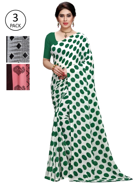 

KALINI Pack Of 3 Green & Grey Saree