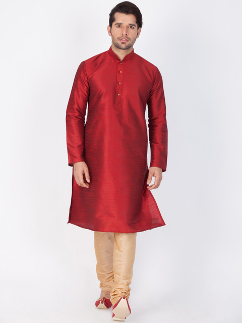 

VASTRAMAY Men Maroon Kurta with Churidar