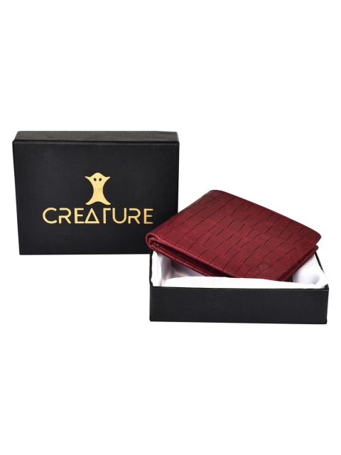 

Creature Men Maroon Textured PU Two Fold Wallet