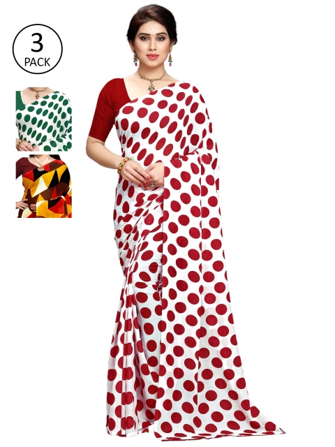 

KALINI Multicoloured Set of 3 Poly Georgette Saree, Multi
