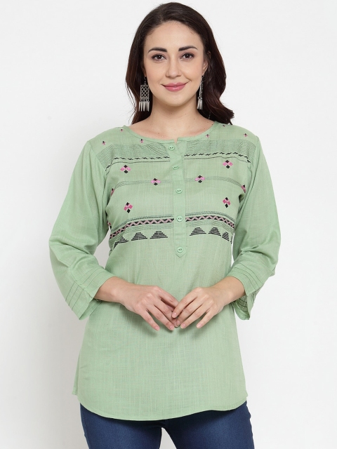 

Baani Creations Green & Pink Embroidered Tunic