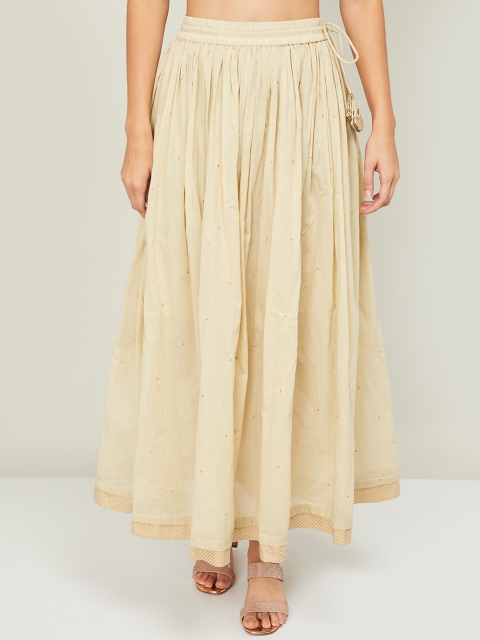 

Melange by Lifestyle Women Beige & Gold-Coloured Printed Flared Maxi Skirt