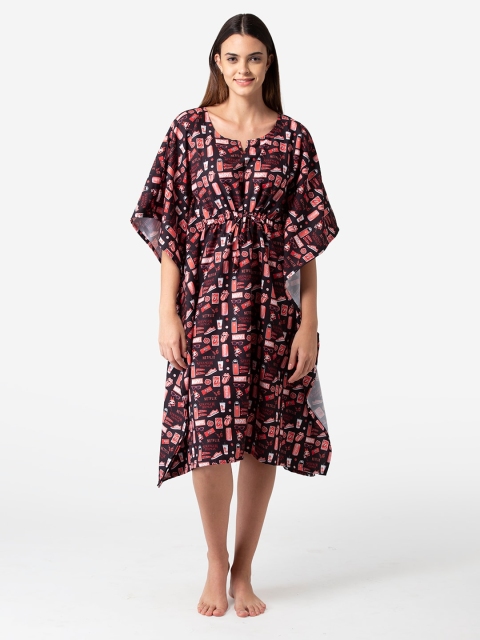 

Bellofox Black Printed Kaftan Nightdress