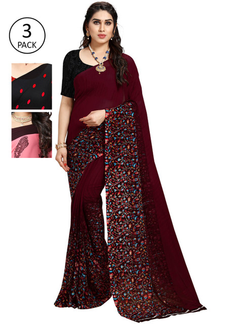 

KALINI Burgundy & Red Saree