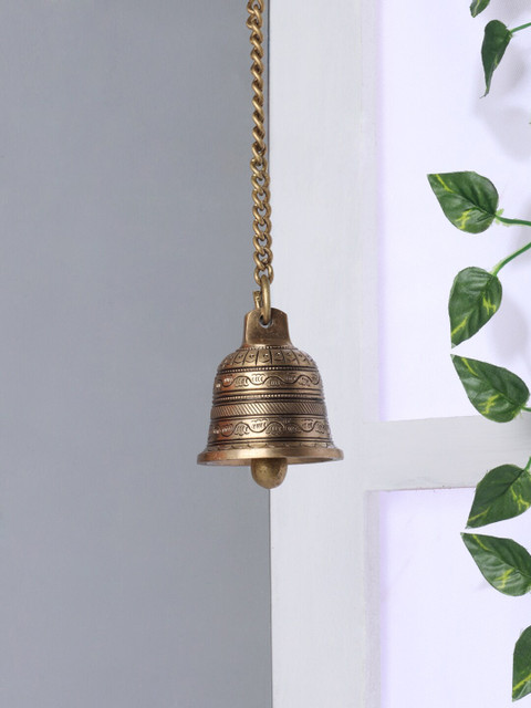 

Aapno Rajasthan Brown Antique Brass Bell Hanging