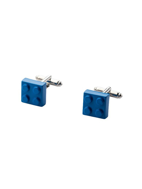 

The Tie Hub Blue & Silver-Toned Brass Lego Cufflink