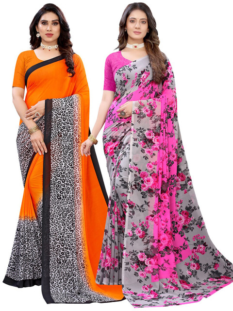

KALINI Women Pack Of 2 Printed Sarees, Pink