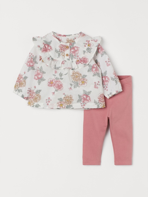 

H&M Girls 2 Piece Cotton Set, White