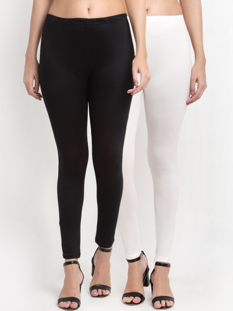 

NEUDIS Women Pack Of 2 Solid Ankle Length Leggings, Black