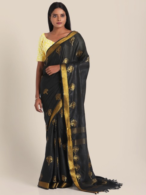 

Suta Black & Gold-Toned Ethnic Motifs Saree