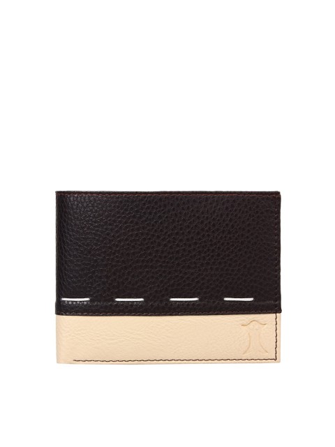 

Creature Men Brown & Cream-Coloured Colourblocked PU Two Fold Wallet