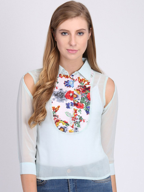 

Heather Hues Women Blue Floral Printed Casual Shirt