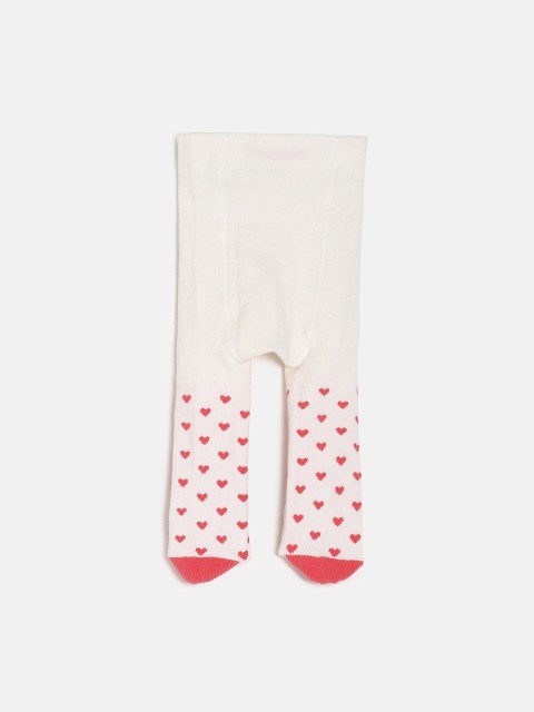 

MINI KLUB Infant Girls White & Red Patterned Pure Cotton Stockings