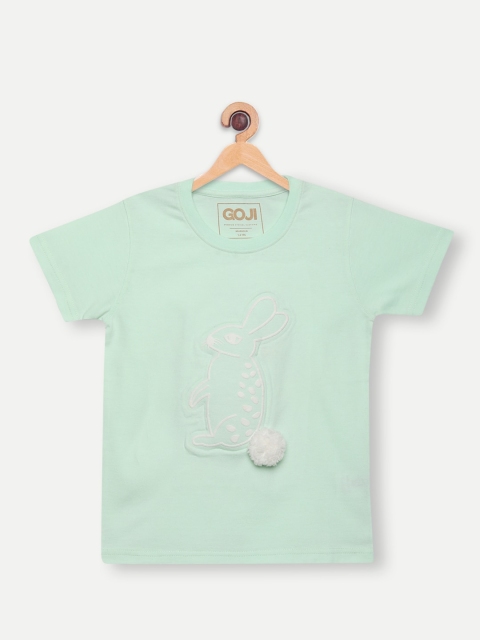 

GOJI Unisex Kids Sea Green Printed T-shirt