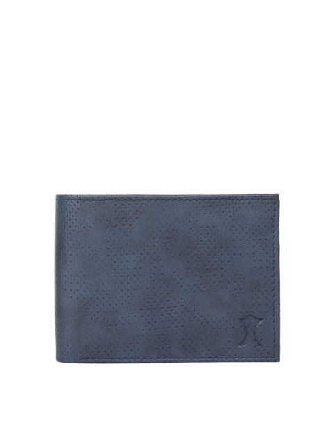 

Creature Men Blue Textured PU Two Fold Wallet