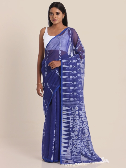 

Suta Blue & White Handloom Floral Saree