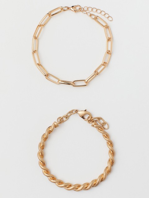 

H&M Women 2-Pack Bracelets, Gold