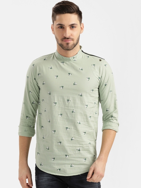 

V2 Value & Variety Men Green Quirky Embroidered Thread Work Pathani Kurta