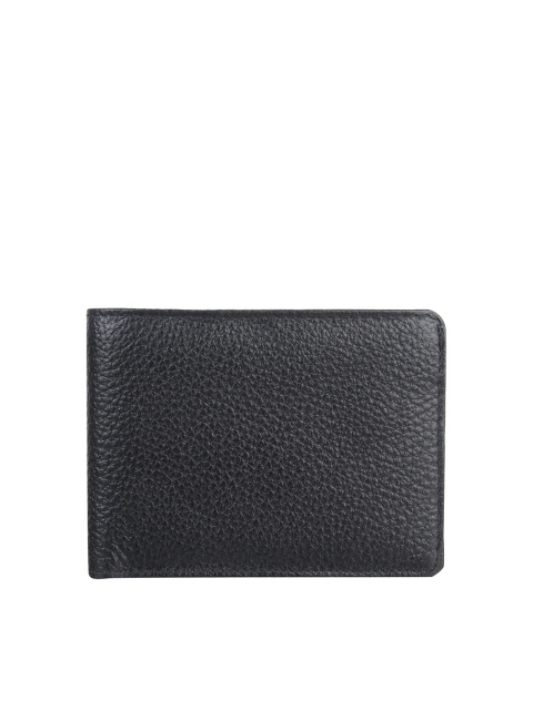 

Swiss Design Men Black Textured Leather Two Fold Wallet