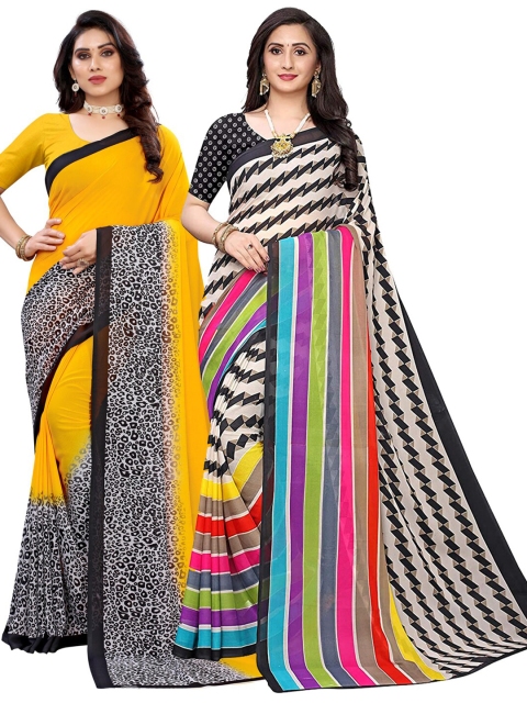 

KALINI Women Pack Of 2 Printed Sarees, Black