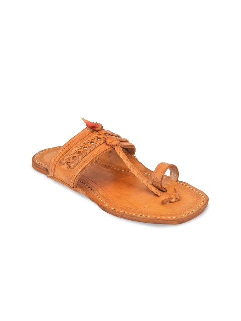 

DESI COLOUR Men Tan Ethnic Leather Comfort Sandals