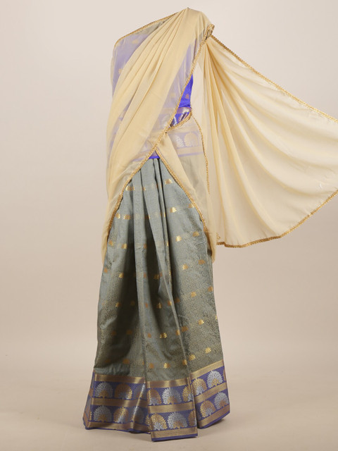 

Pothys Grey & Cream-Coloured Ethnic Motifs Saree