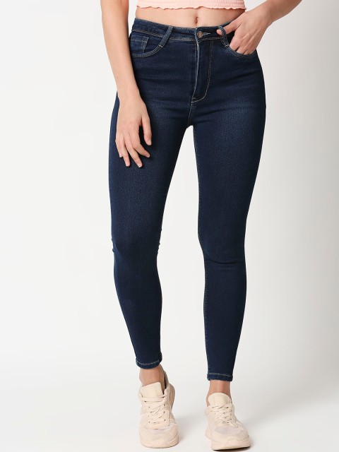 

PURPLE WATER Women Navy Blue Slim Fit High-Rise Jeans