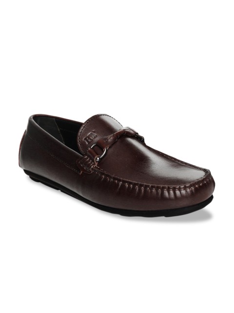 

RAPAWALK Men Brown Textured Leather Loafers
