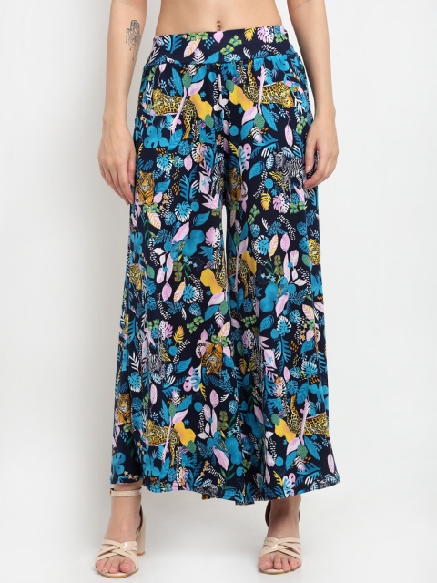 

NEUDIS Women Multi Floral Printed Flared Knitted Palazzos