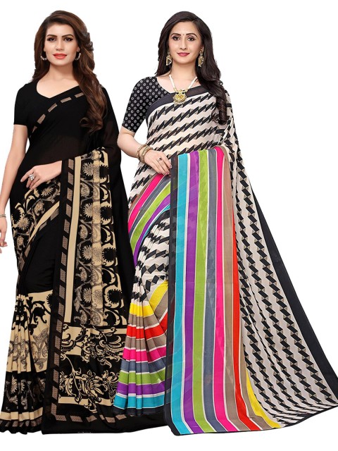 

KALINI Women Pack Of 2 Printed Sarees, Black