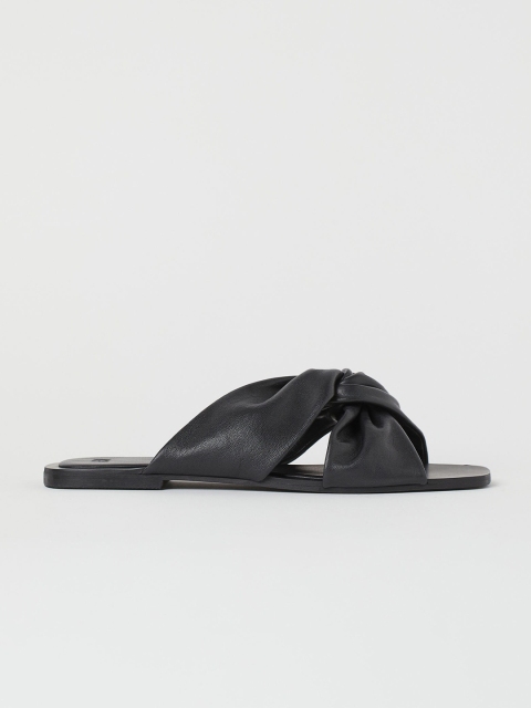 

H&M Women Black Leather Slides