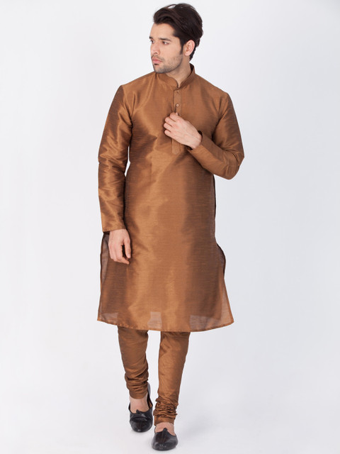 

VASTRAMAY Men's Coffee Brown Solid Kurta with Churidar