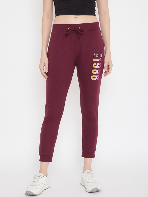 

Austin wood Women Maroon Solid Slim-Fit Cotton Joggers
