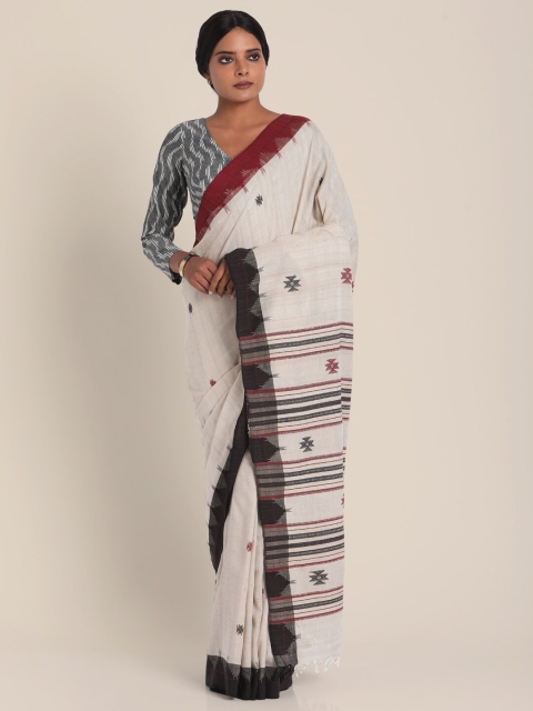 

Suta Off White & Maroon Woven Design Pure Cotton Saree