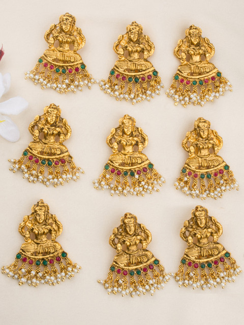 

Alankruthi Women Set of 9 Gold Beaded Hair Accessory