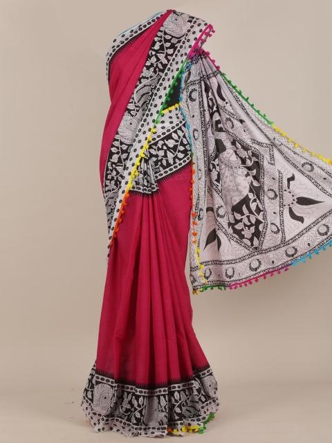 

Pothys Pink & White Ethnic Motifs Saree