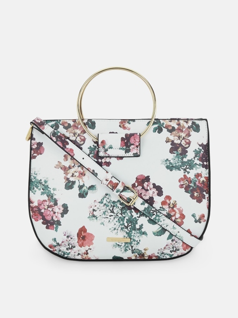 

Forever Glam by Pantaloons White Floral Printed Structured Handheld Bag
