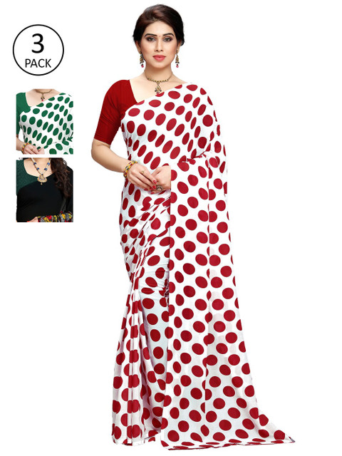 

KALINI Pack Of 3 Multicoloured Poly Georgette Sarees, Multi