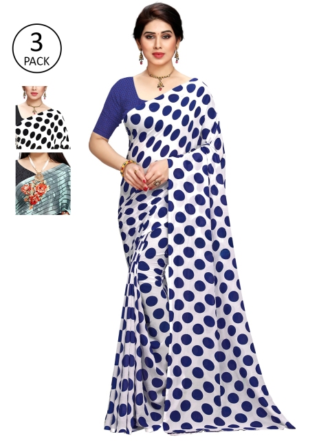 

KALINI Pack Of 3 Multicoloured Poly Georgette Sarees, Multi