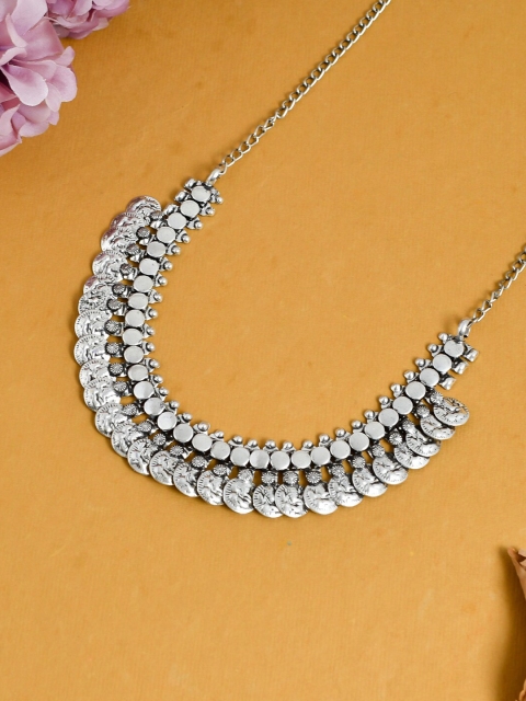 

Silvermerc Designs Silver-Plated Brass Oxidised Lakshmi Haram Necklace