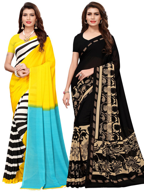 

KALINI Women Pack Of 2 Printed Sarees, Yellow