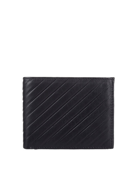 

Swiss Design Men Black Textured Leather Two Fold Wallet
