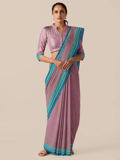 

Taneira Mauve & Blue Pure Cotton Saree