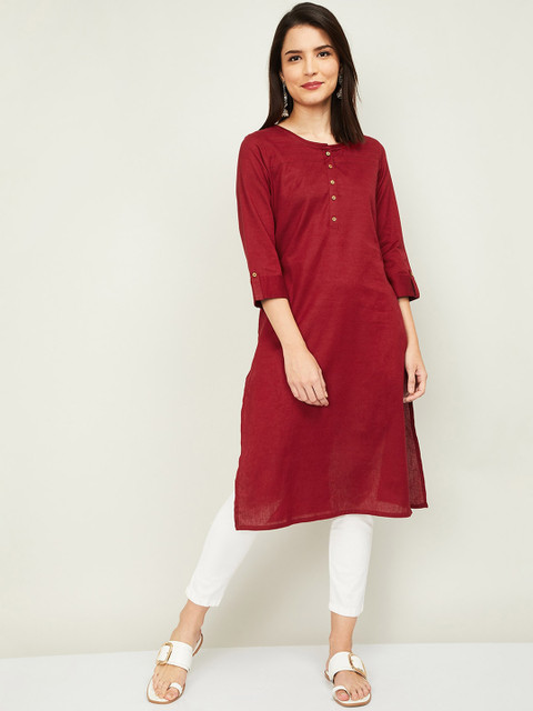 

Melange by Lifestyle Women Red Cotton Kurta