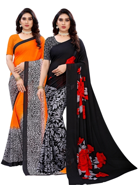 

KALINI Women Pack Of 2 Printed Sarees, Black