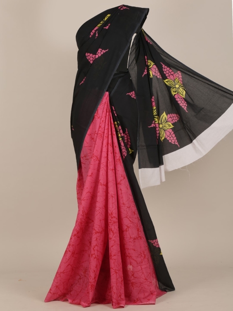 

Pothys Black & Pink Ethnic Motifs Saree