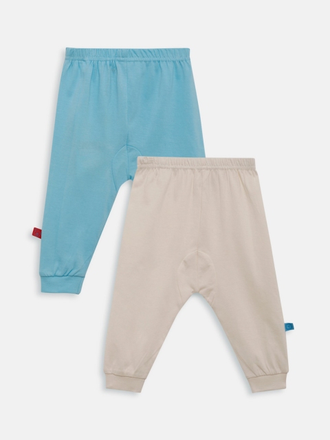 

Aomi Kids Turquoise Blue & White Set of 2 Solid Cotton Leggings
