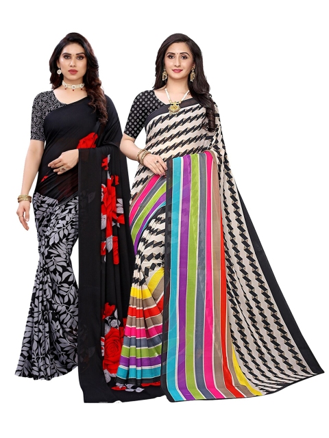 

KALINI Women Pack Of 2 Printed Sarees, Red