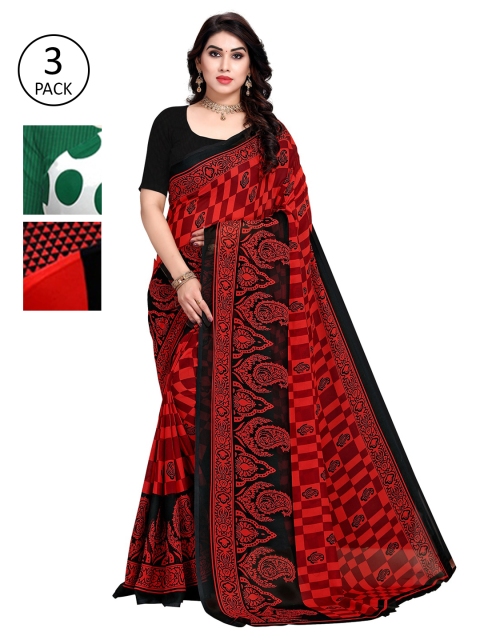 

KALINI Pack of 3 Printed Poly Georgette Saree, Multi