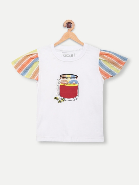 

GOJI Girls White Applique T-shirt